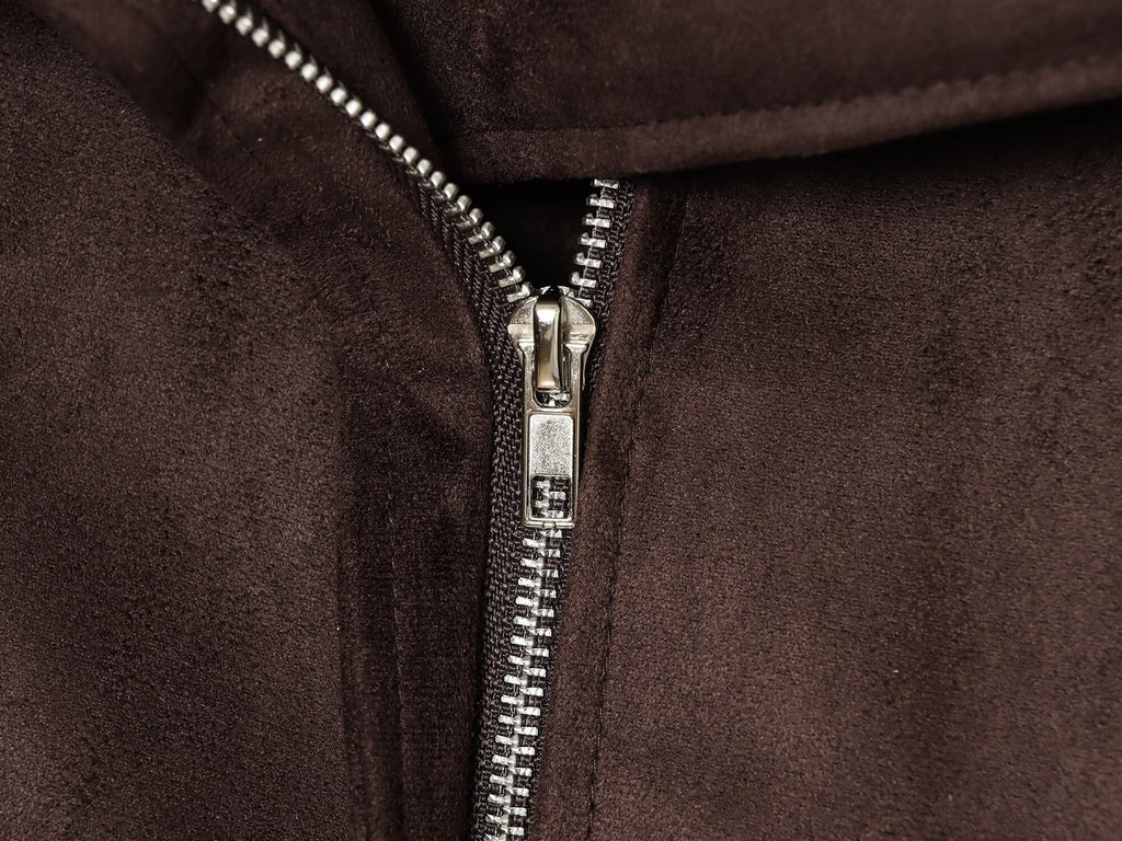 Women's suede textured large collar pilot jacket Coat