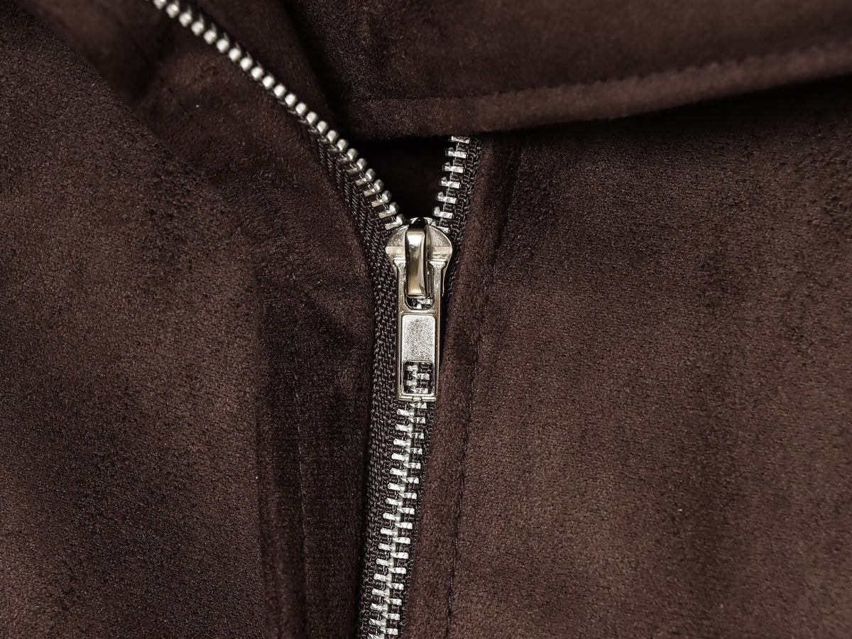 Women's suede textured large collar pilot jacket Coat