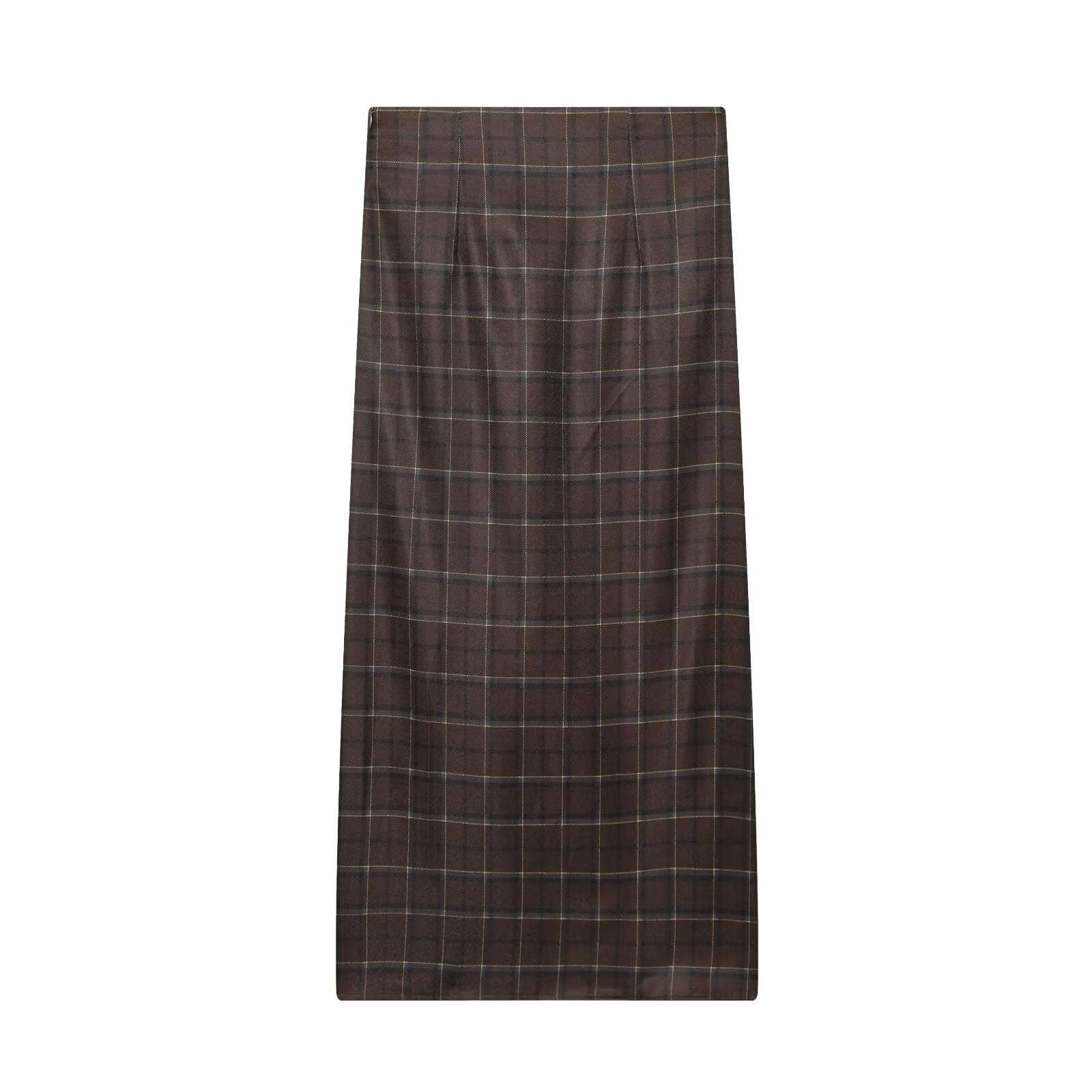 Women's pleated decorative plaid MIDI skirt