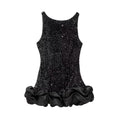 Women's sequined decorative sleeveless backless floral bud dress