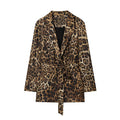 Women's new fashion with Belt loose printed striped suit jacket+Pants suit