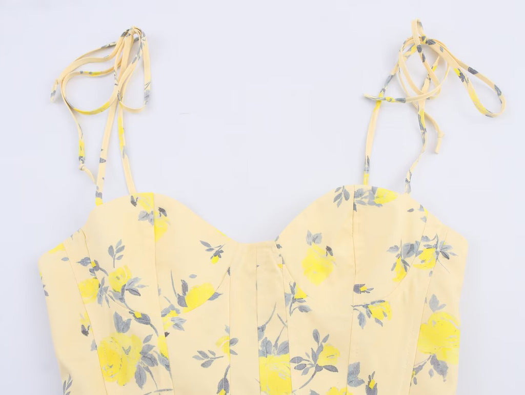 Women's Summer Fashion Flower Printed Poplin suspender Top