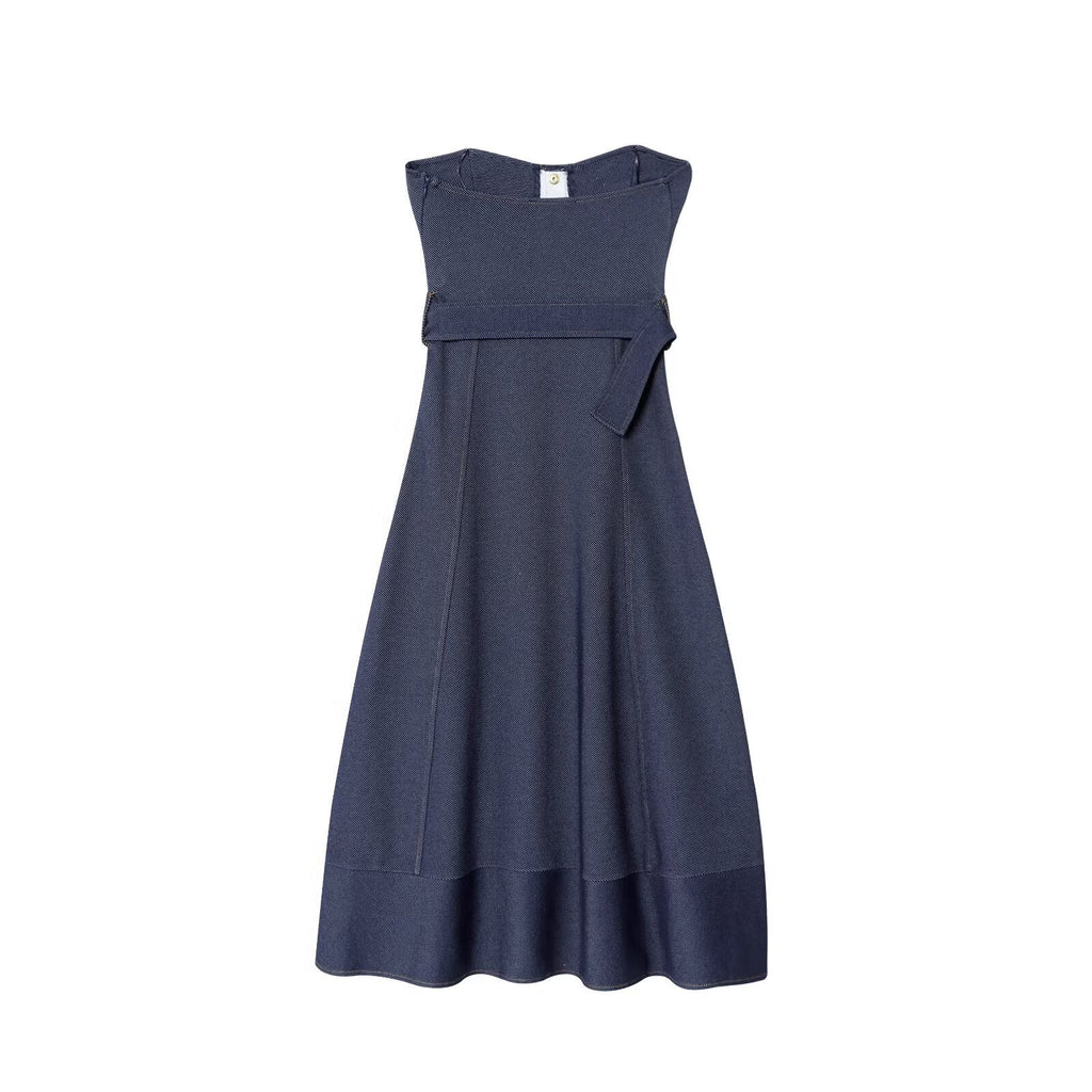 Women's new fashion with Belt sleeveless strapless MIDI dress