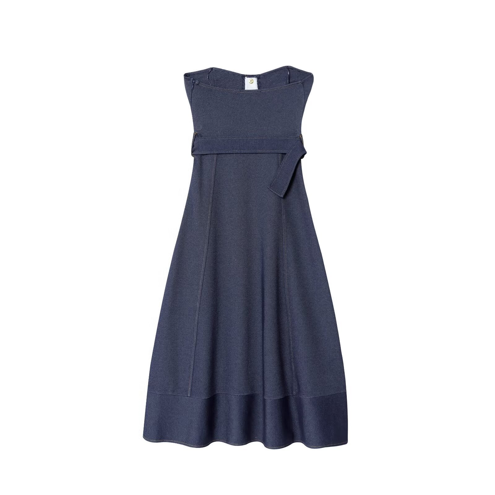 Women's new fashion with Belt sleeveless strapless MIDI dress