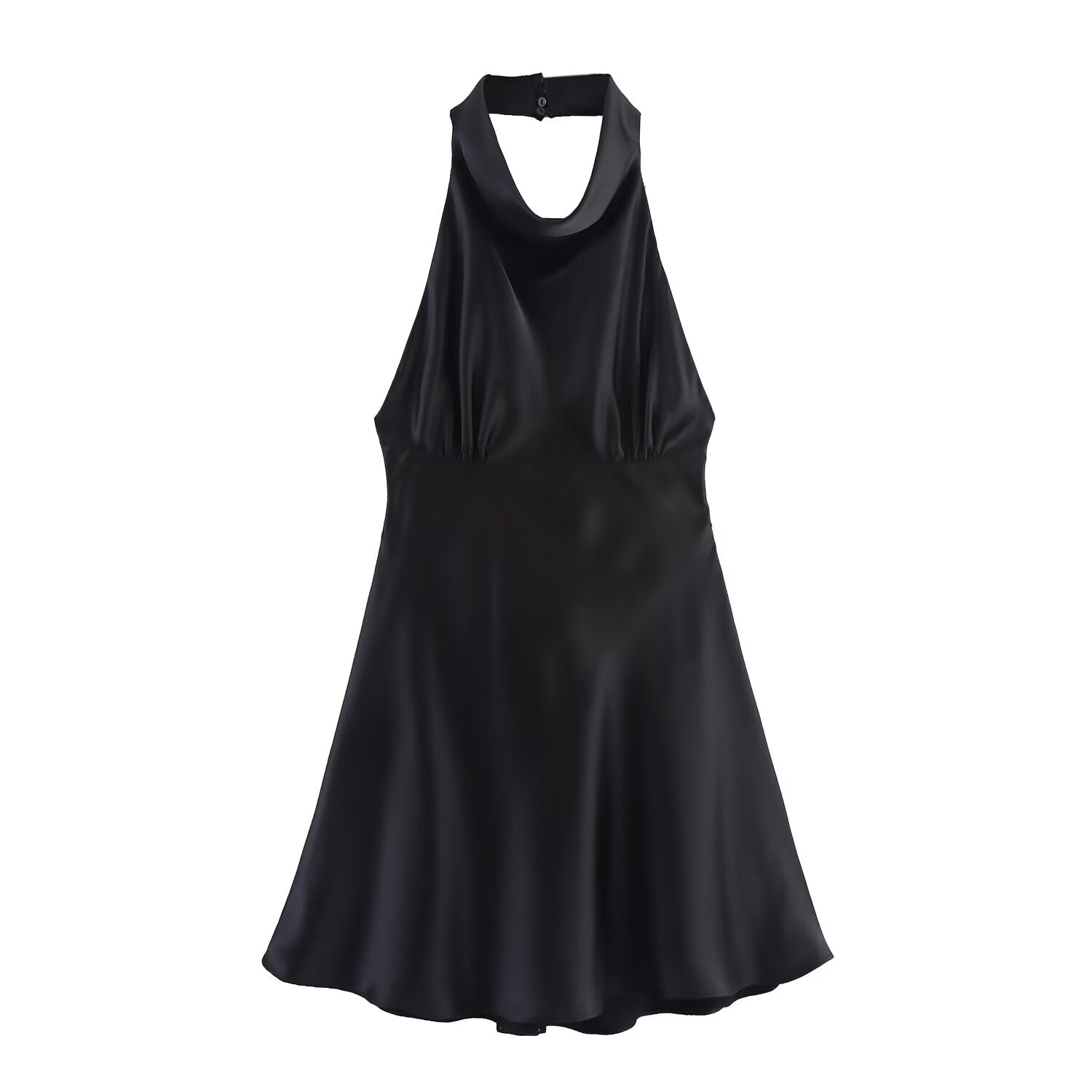 Women's new fashion backless bow decoration satin texture mini dress