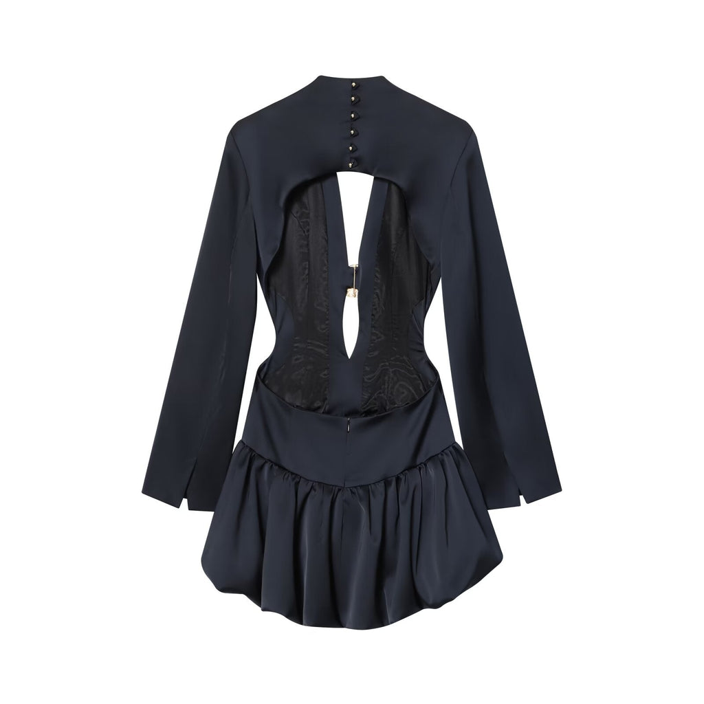 Women's backless design balloon version mini dress