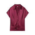 Women's new fashion with Belt short sleeved satin textured shirt+Pants suit