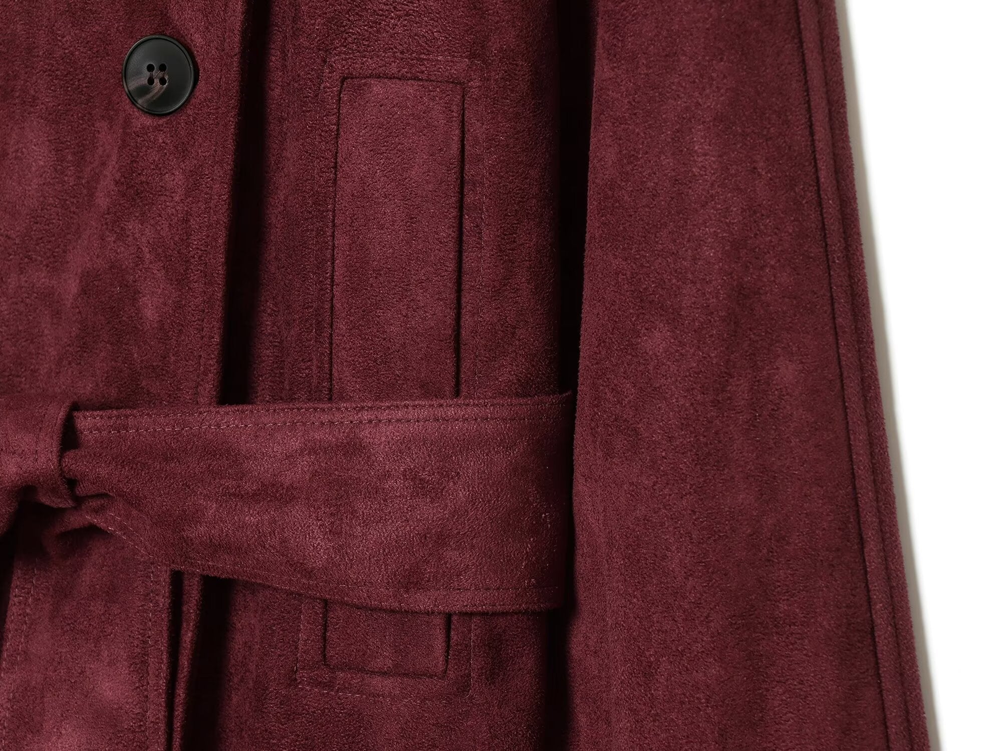 Women's with belt imitation suede jacket Coat