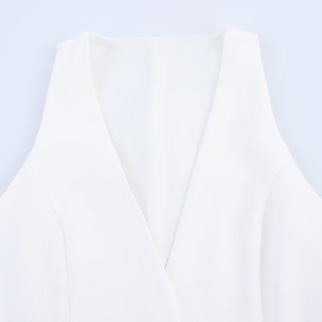Women's new fashion sleeveless patchwork vest style mini dres