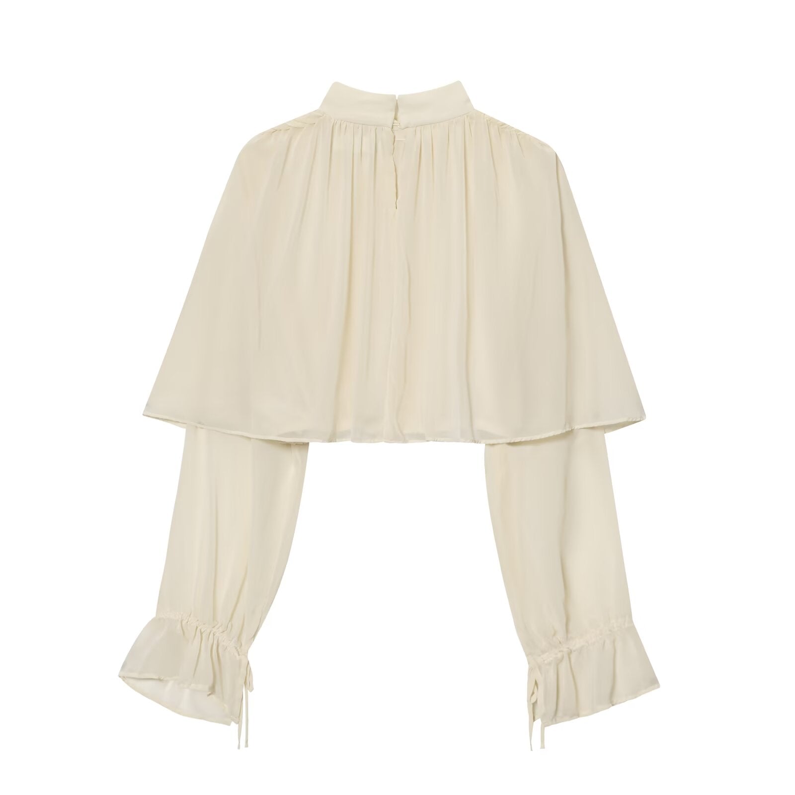 Women's new short layered decorative long sleeved top