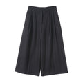 Women's loose pleated flannel wide leg cropped pants