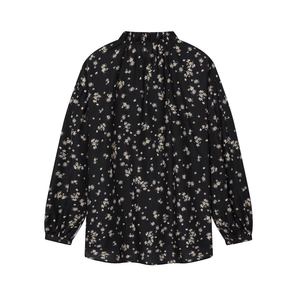 2026 Women's printed V-neck lace up shirt