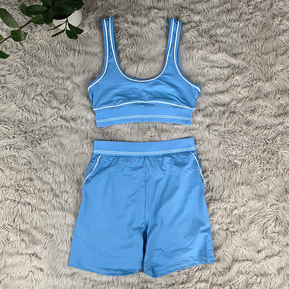 Women's new high-elastic, high-waist hip-lifting shorts vest fitness suit