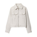 Women's new fashion long sleeved soft textured zipper jacket Coat