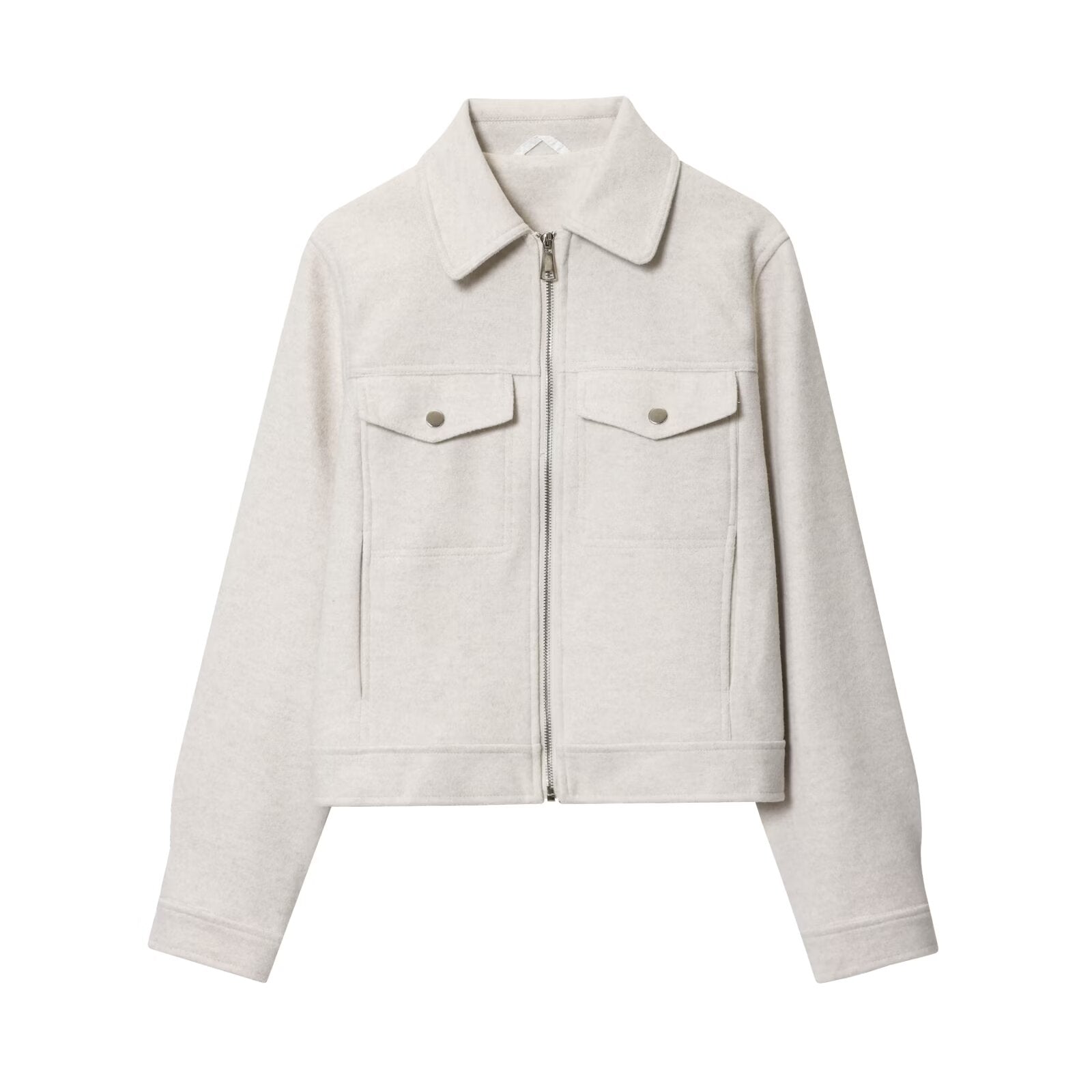 Women's new fashion long sleeved soft textured zipper jacket Coat