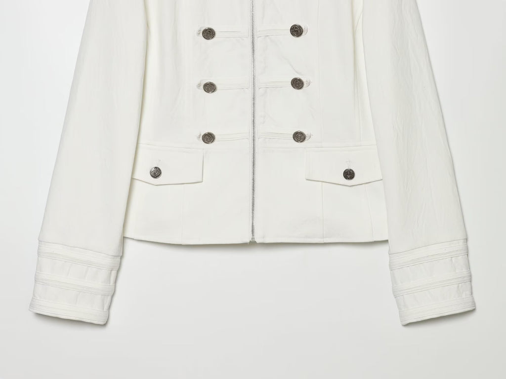 Women's standing collar breasted decorative Blazer Coat