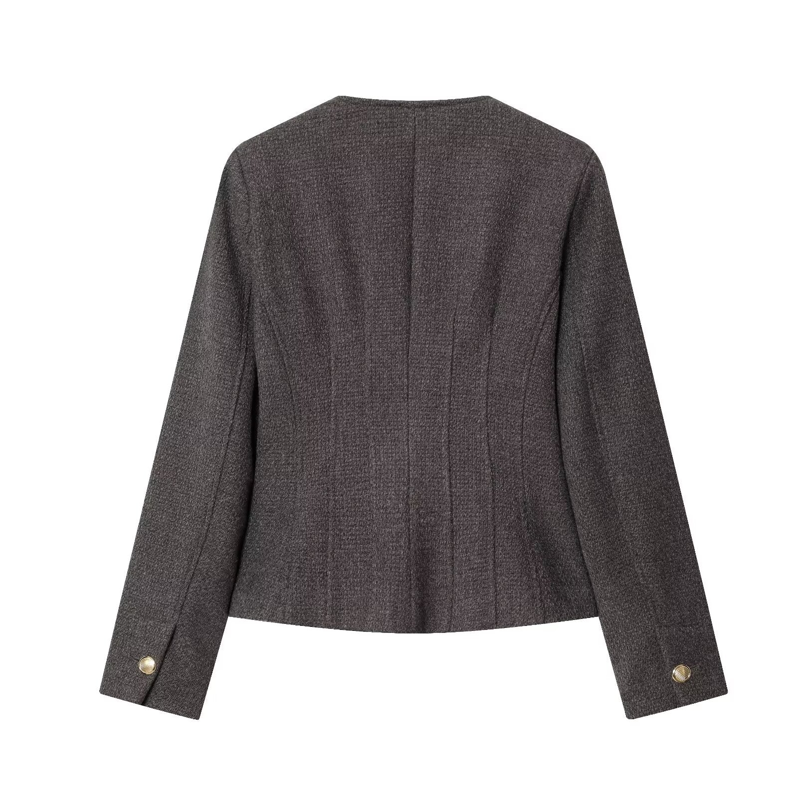 Women's O Neck slim single breasted Blazer Coat