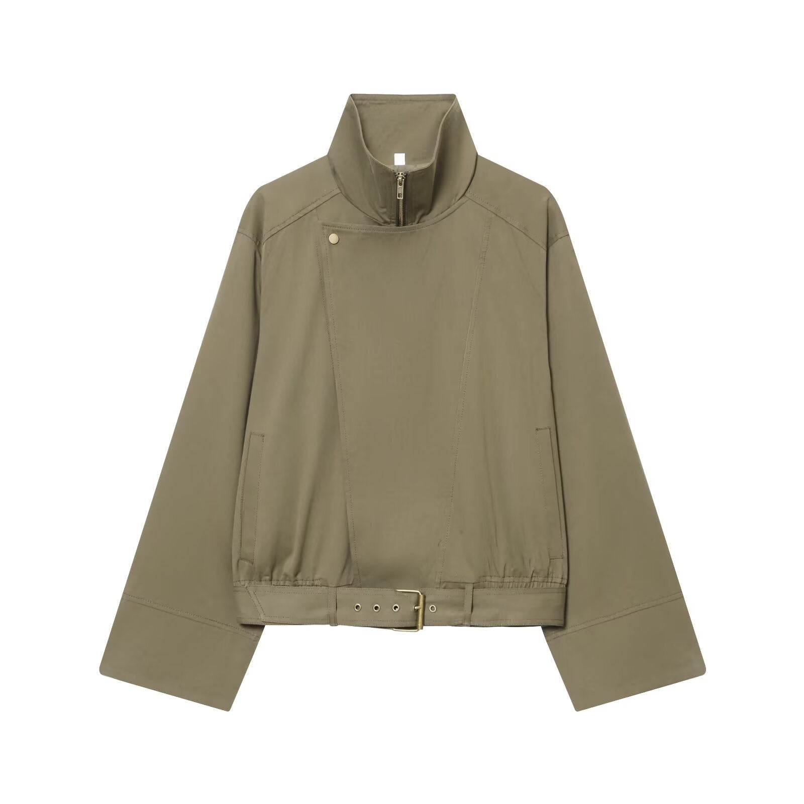 Women's with Belt casual stand collar Windbreaker coat