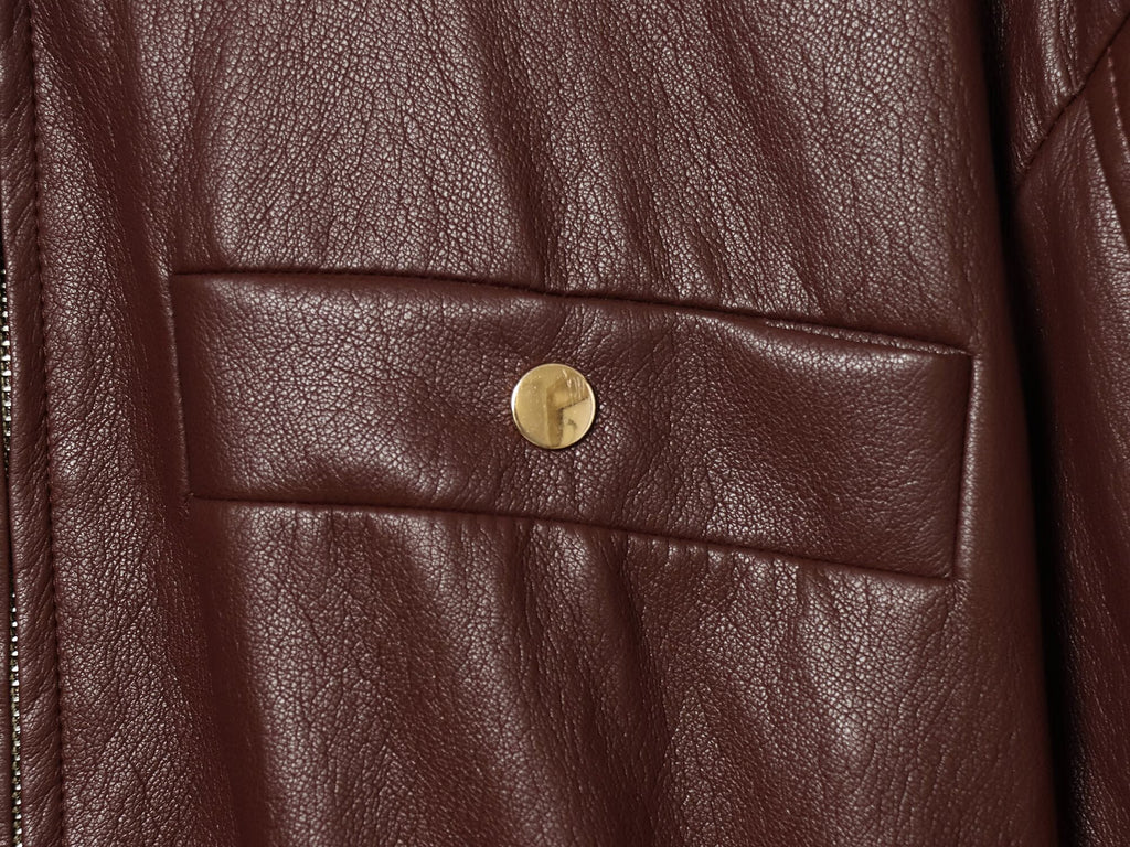 Women's elastic waist imitation leather jacket Coat