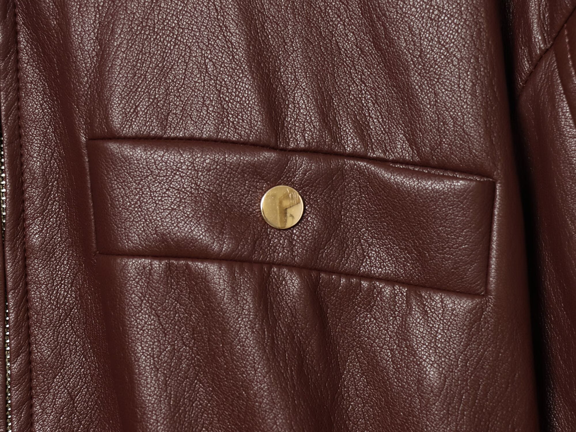 Women's elastic waist imitation leather jacket Coat