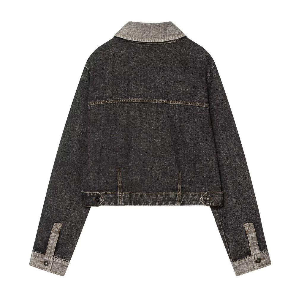 suit Women's 2 pieces patchwork denim jacket Coat+Jeans