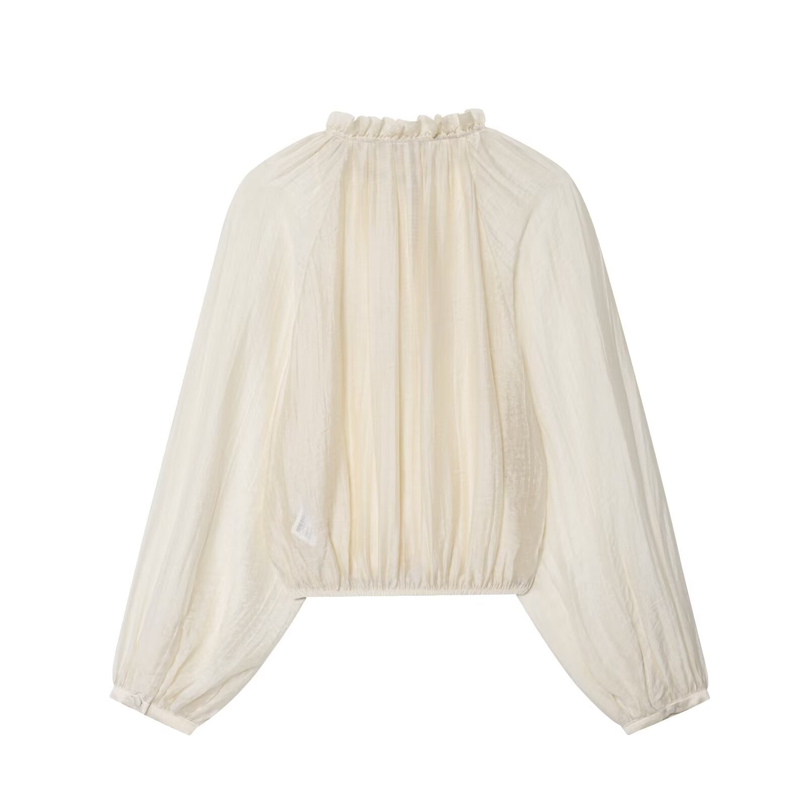 Women's new fashion bubble sleeve short draped pleated shirt