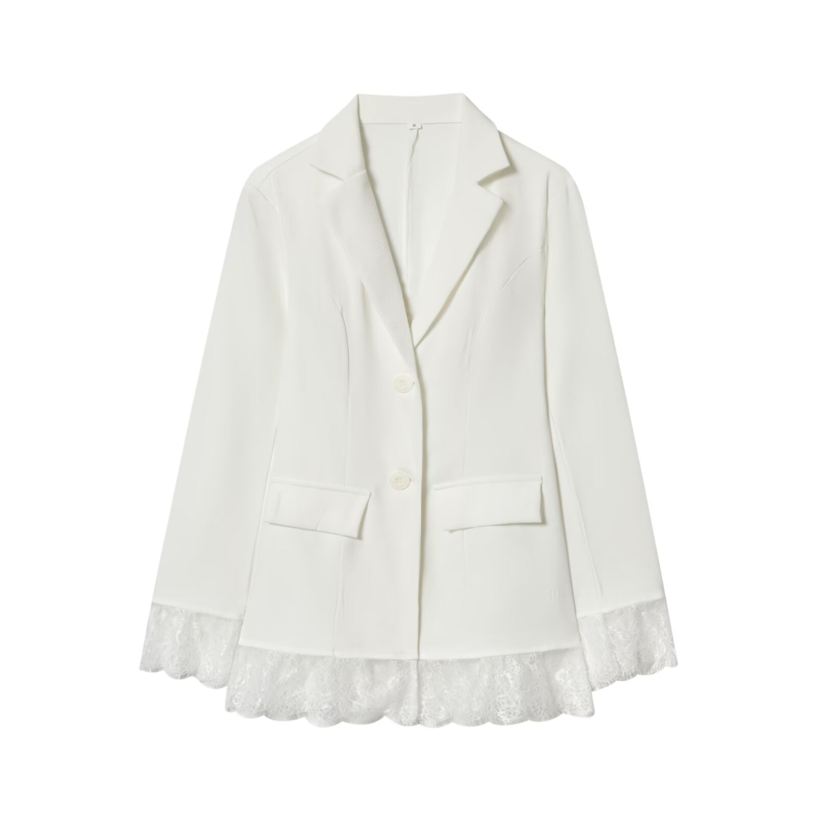 Women's waist cinched slim lace patchwork Blazer Coat