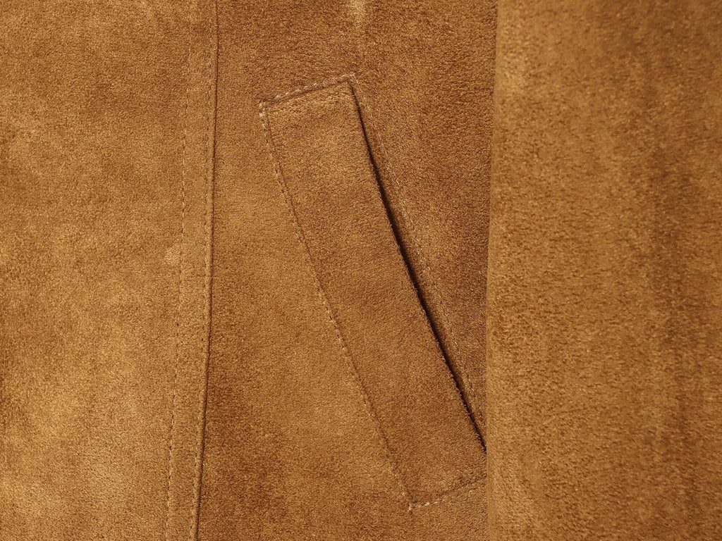 Women's double breasted waist cinched suede jacket