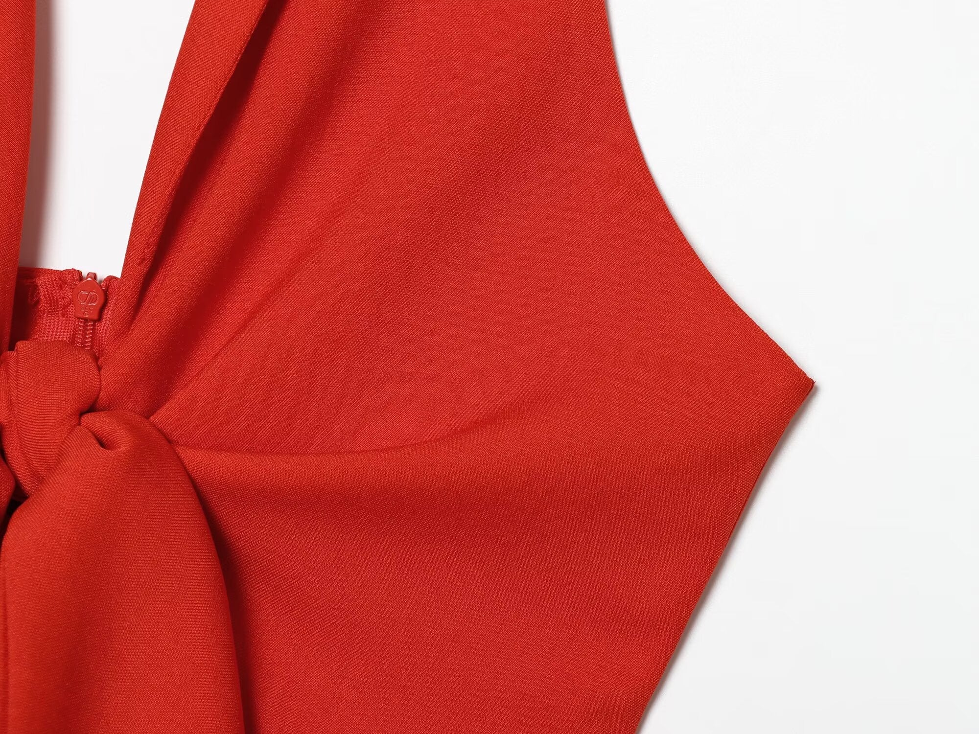 Women's knot decoration hanging neck mini dress