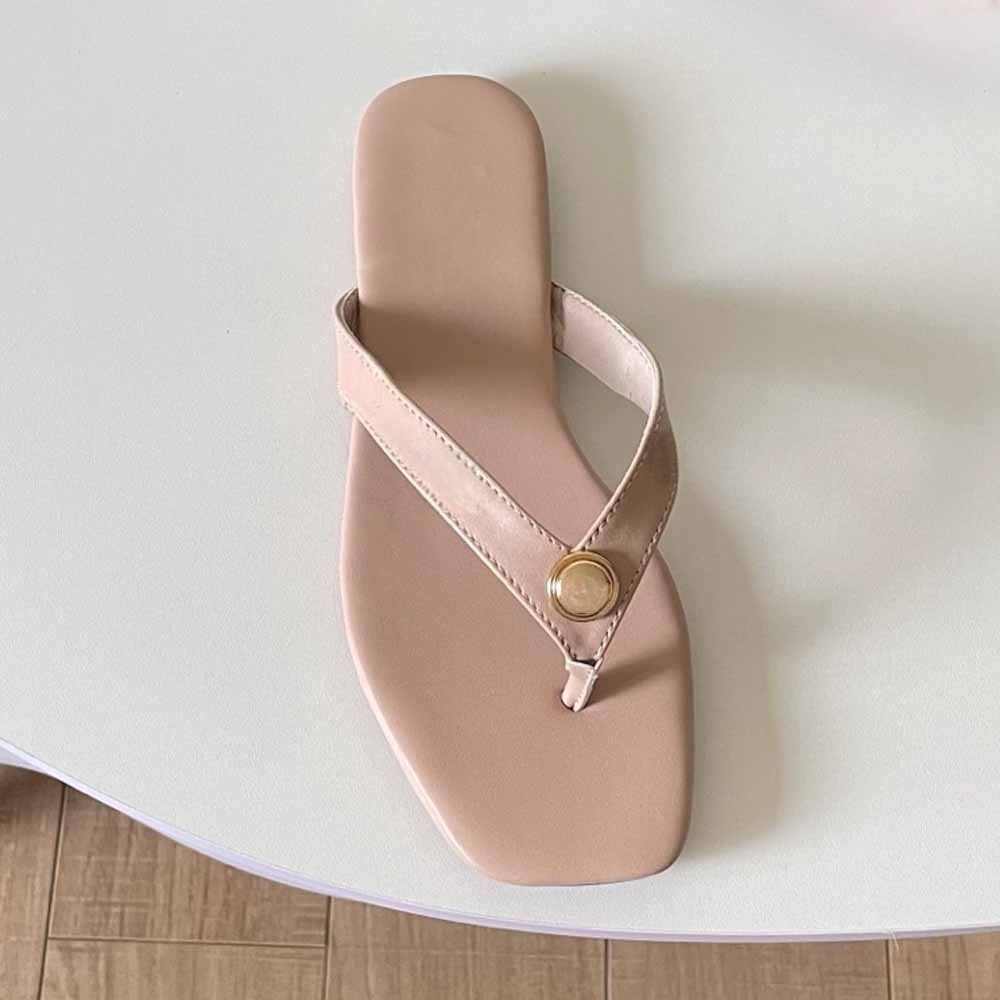 Women's new fashion flower buckle pinch thin-soled slippers have a shoe box