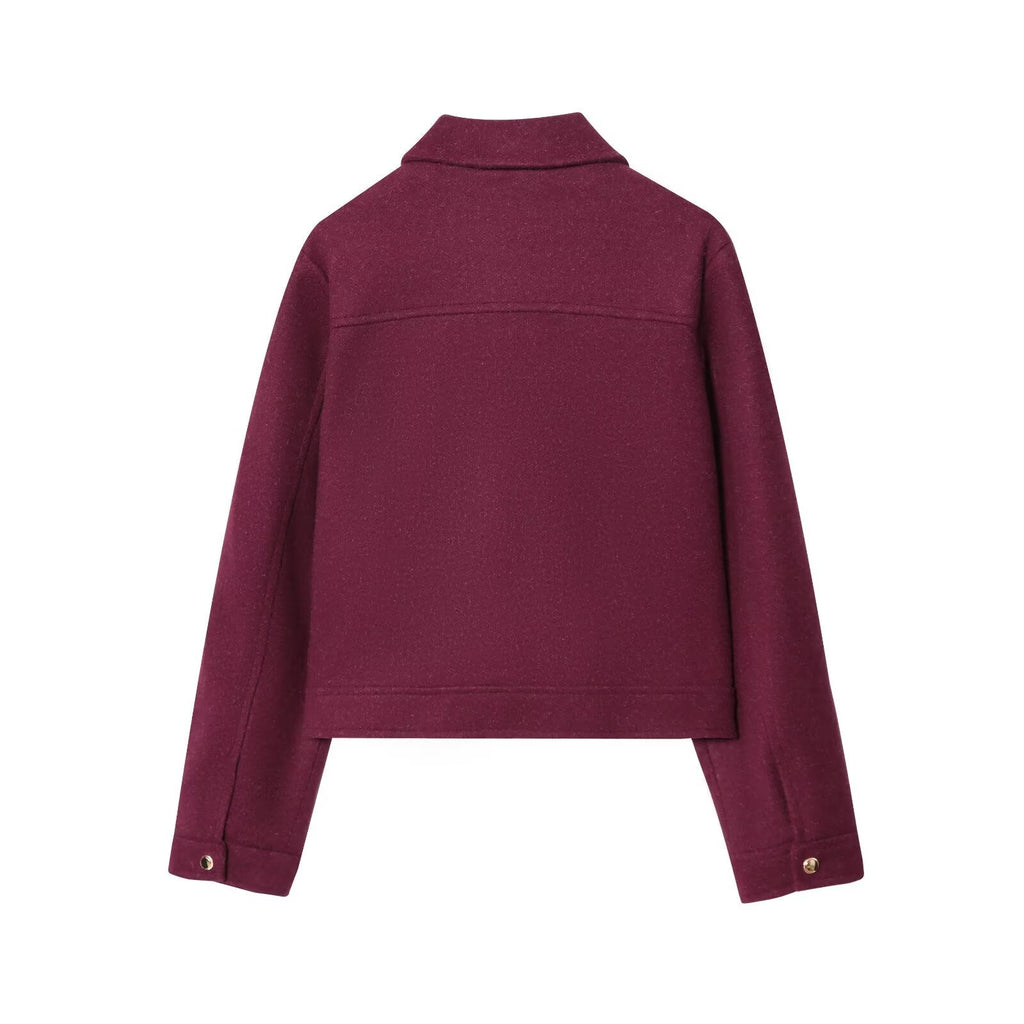 Women's soft textured lapel woolen jacket Coat