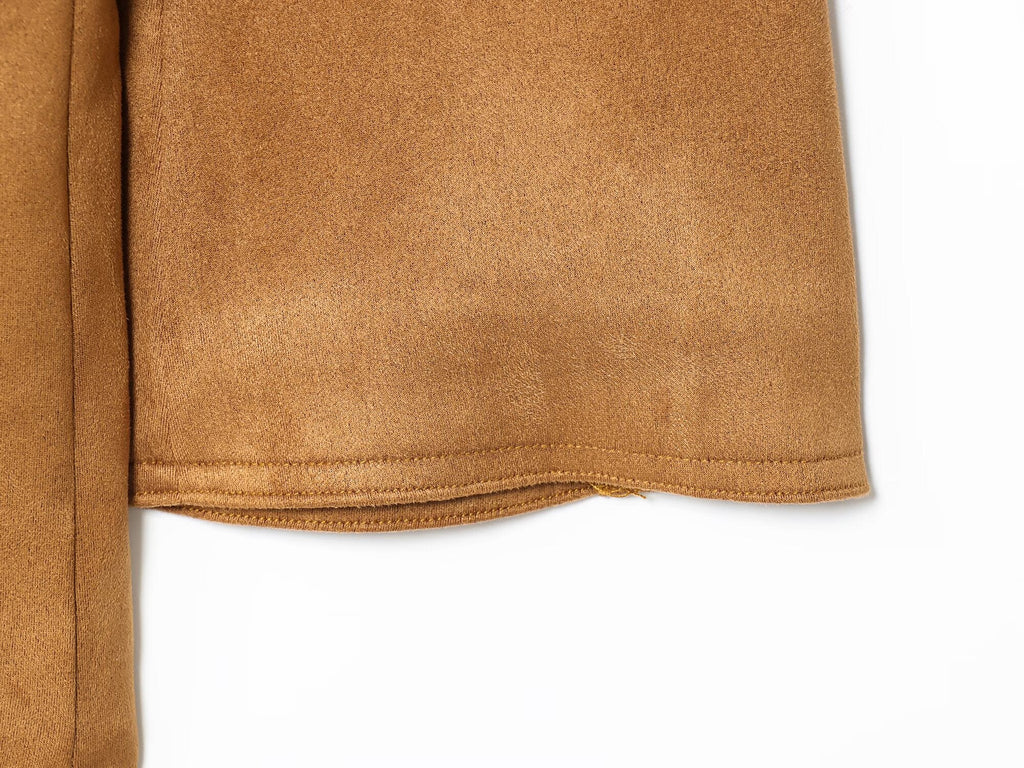 Women's 2025 new fashion with Belt loose suede suit jacket