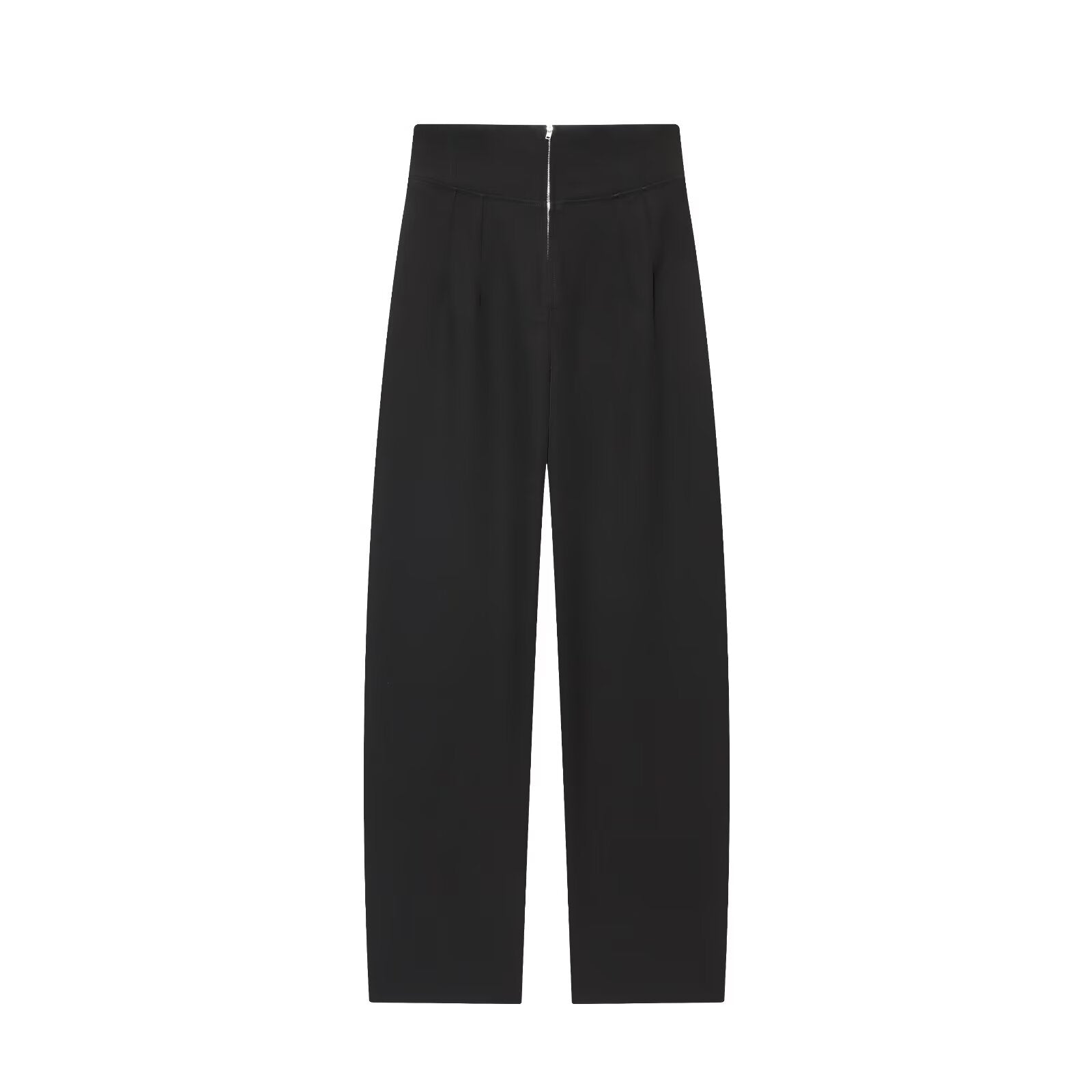 Women's comfortable loose high waisted zipper pants