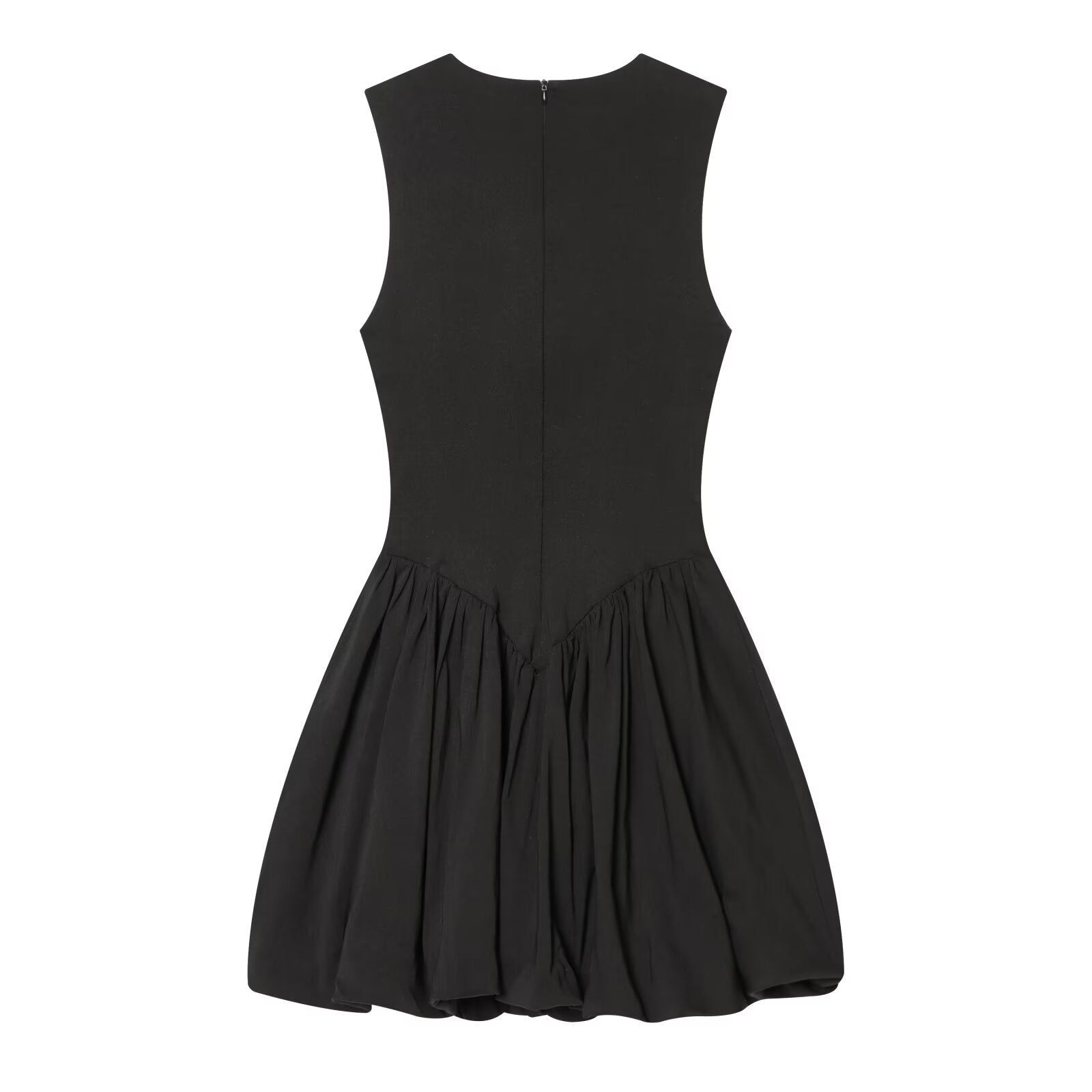 Women's black slim balloon effect dress