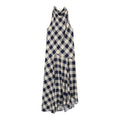 Women's plaid hanging collar MIDI dress
