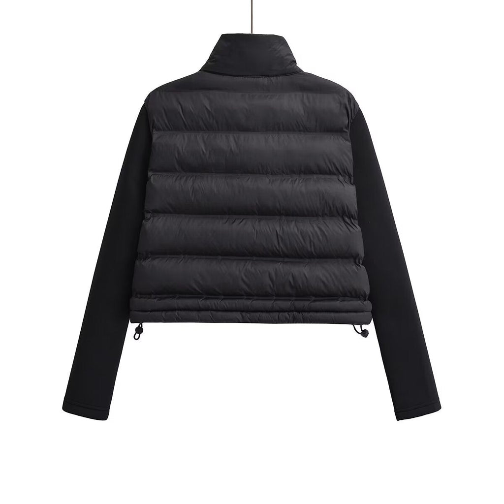 Women's short standing collar spliced cotton jacket Coat