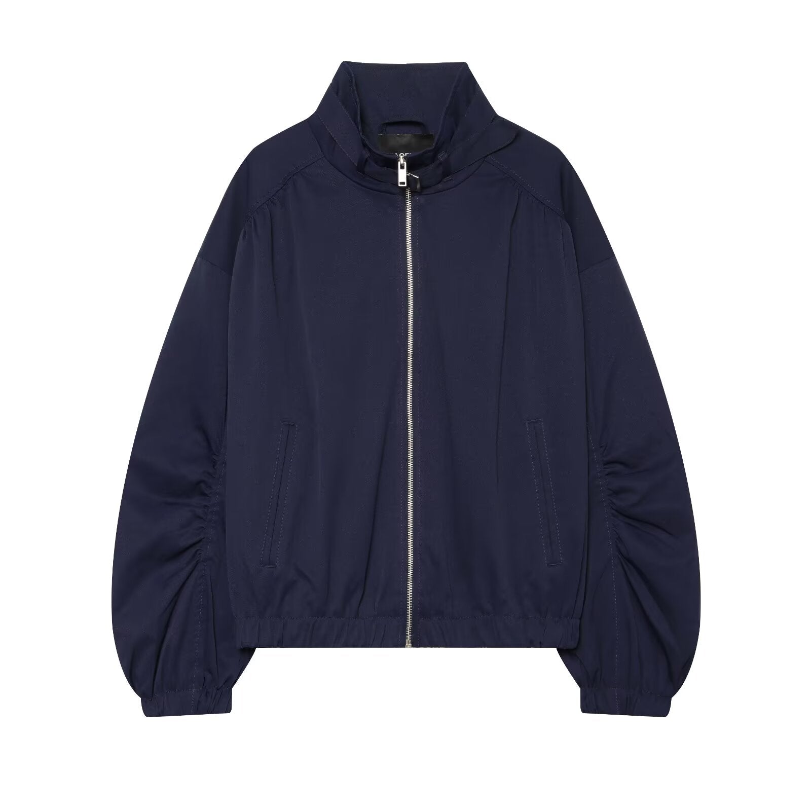 Women's pleated sleeve loose oversized pilot jacket