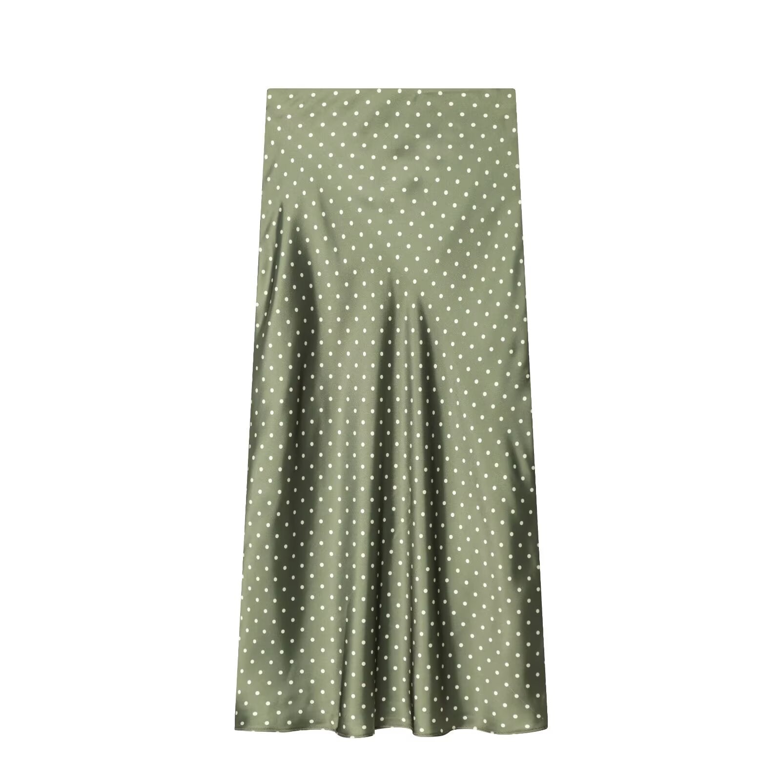 Women's polka dot satin texture MIDI skirt