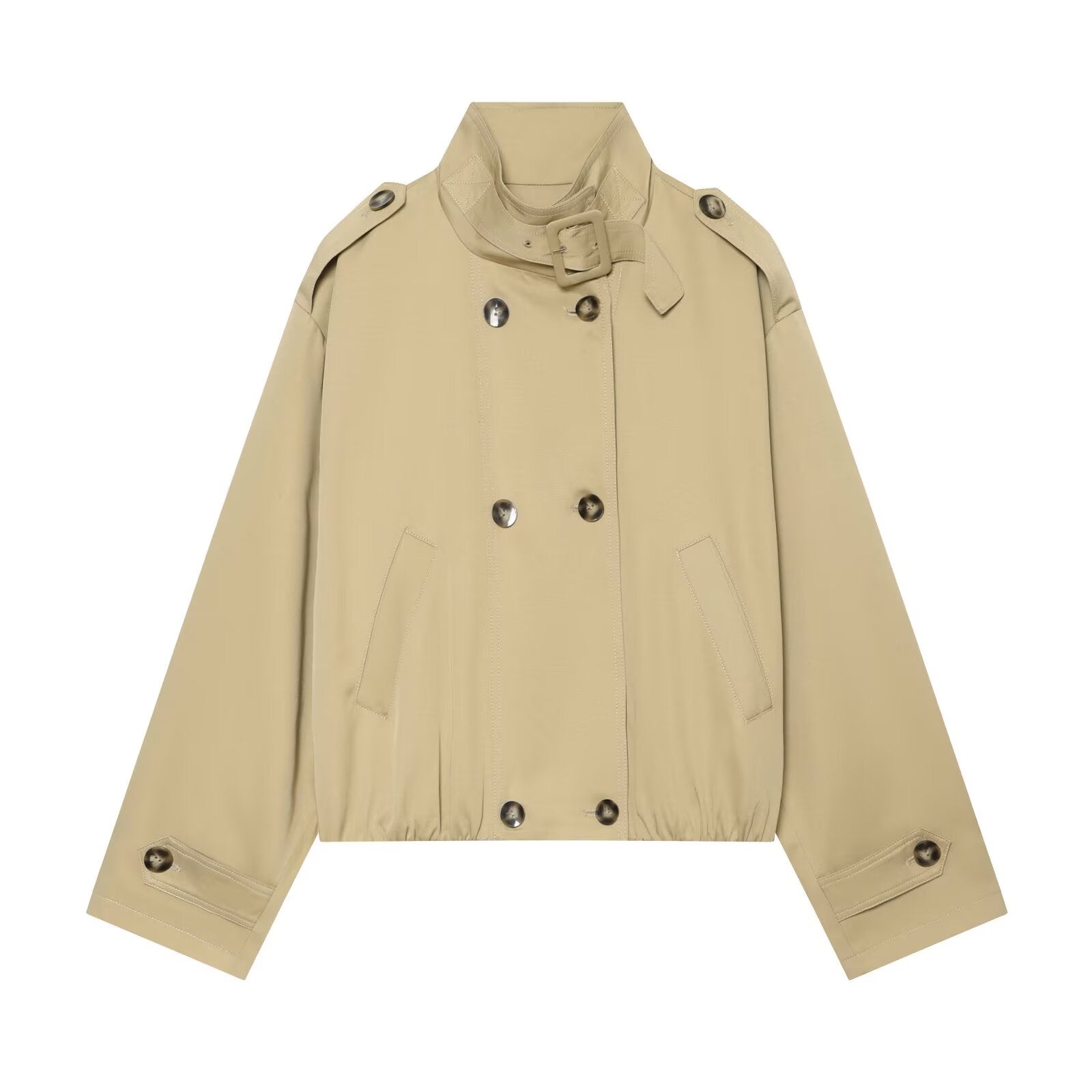 Women's short double breasted windbreaker Coat