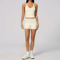 Women's new fuzzy waistbanded sports quick-dry short pants set
