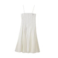 Women's new fashion vacation style draped suspender MIDI dress