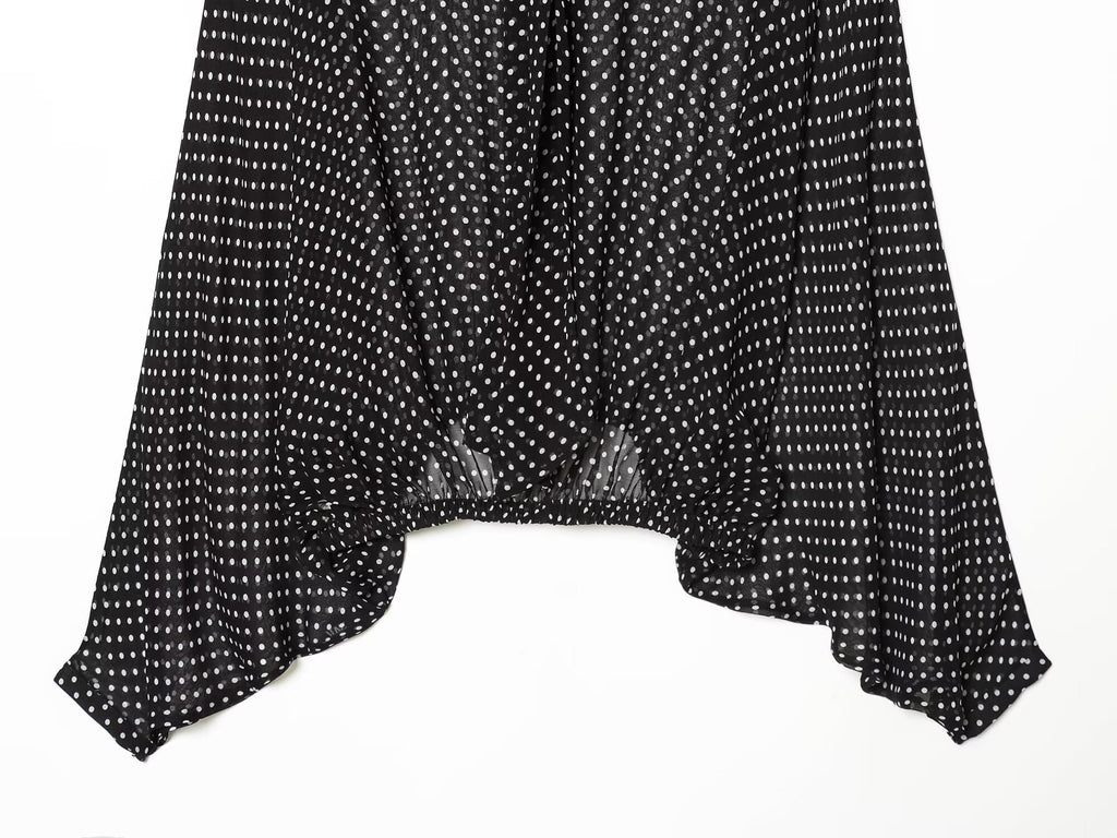 suit Women's 2 pieces bow decoration polka dot shirt+Skirts