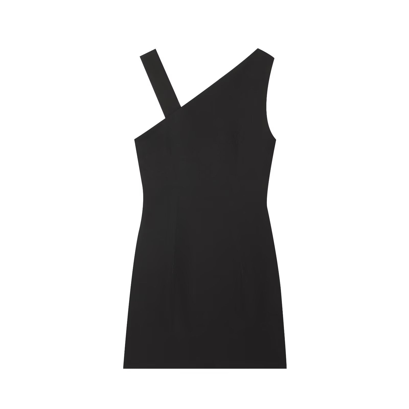 Women's buckle decoration asymmetrical mini dress