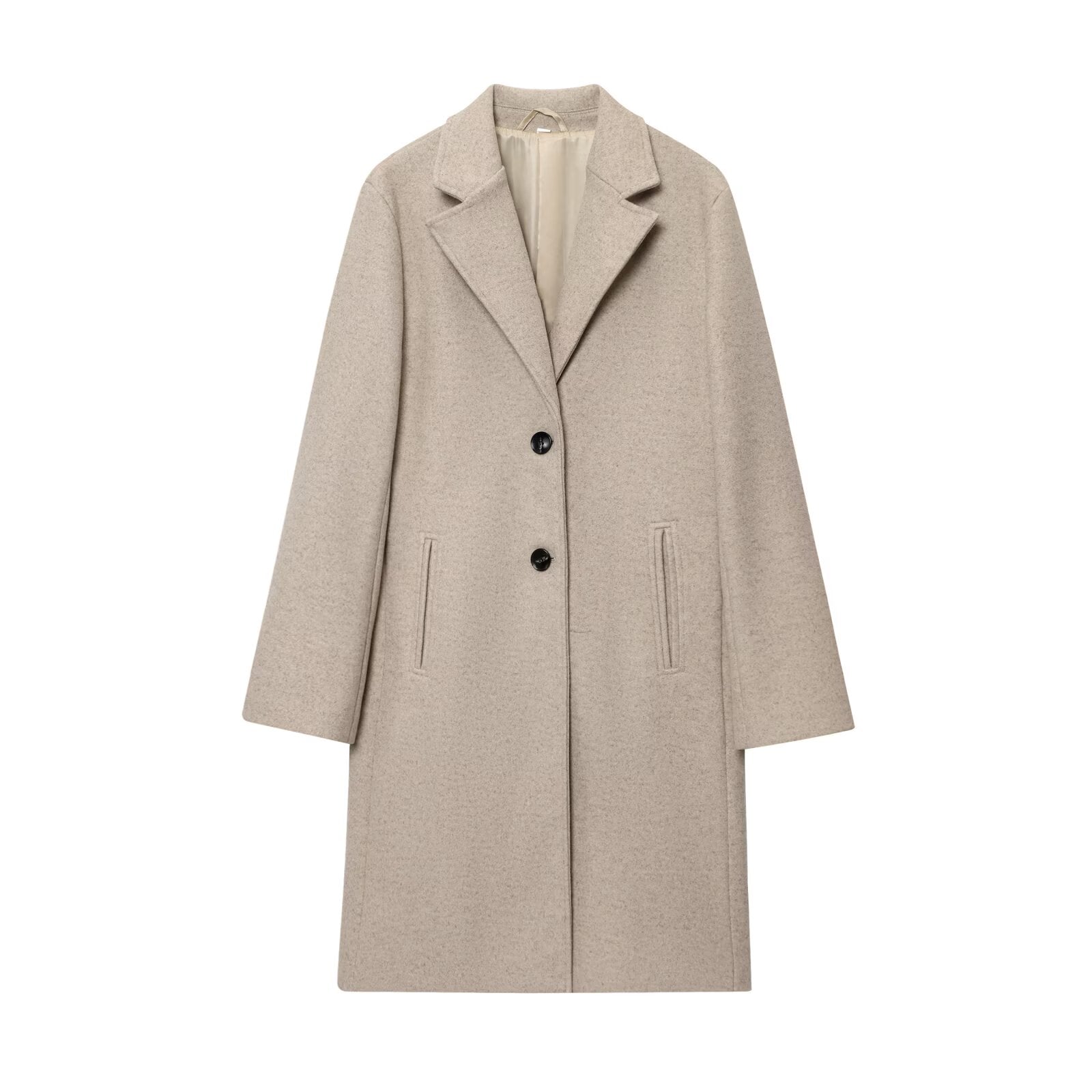 Women's New Fashion with Shoulder Pads Long Style Soft Texture Woolen Coat