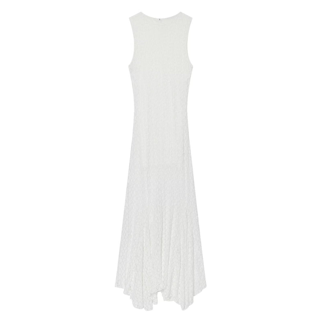 Women's lace decoration sleeveless MIDI dress