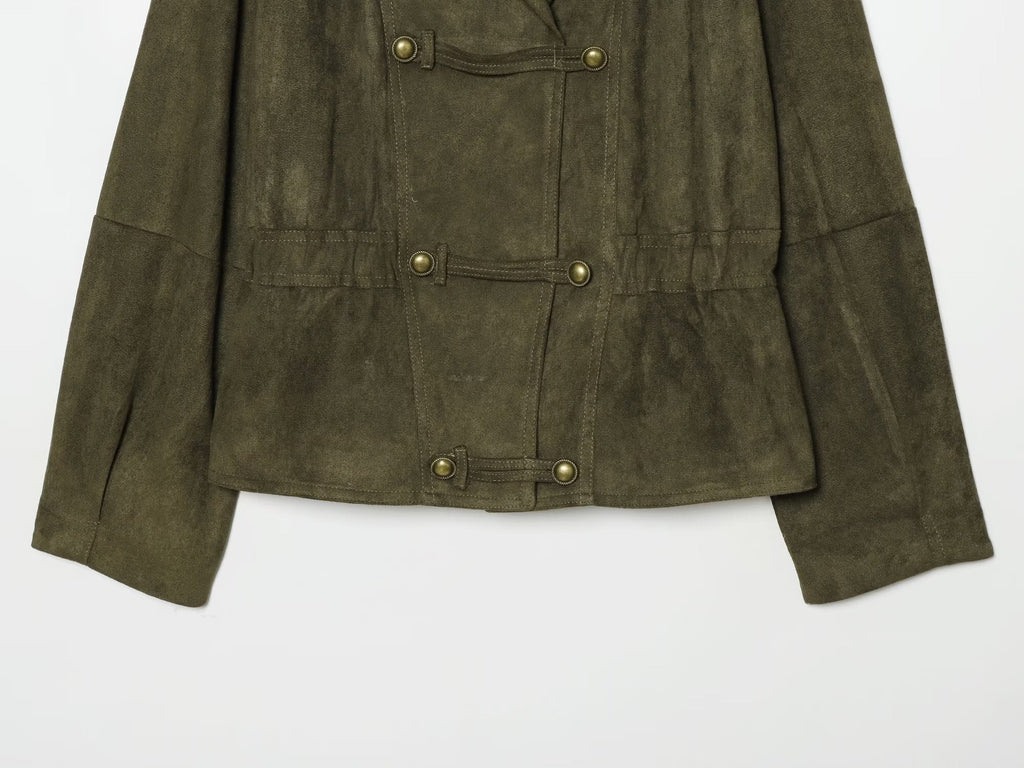 Women's Rope knot buckle decorative leather jacket Coat