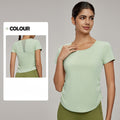 Women's New Fashion Joker Short-sleeved T-shirt Mesh Stitching Breathable Sports Tops Cool Sunscreen Fitness Tops