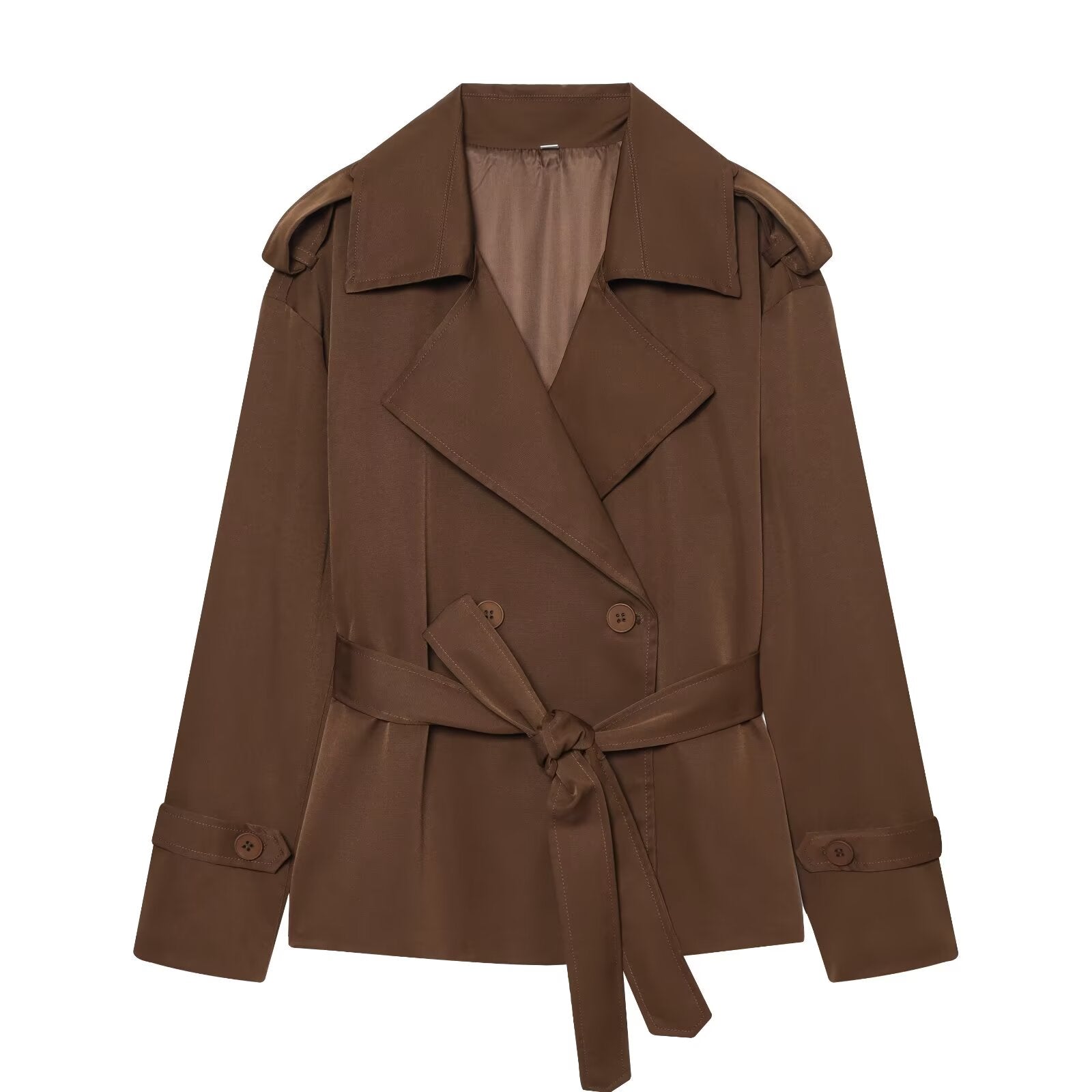 Women's with Belt short double breasted windbreaker Coat
