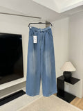 Women 2025 New Fashion Paper bag with high waist Jeans Vintage Zipper Fly Female Ankle Denim Pants
