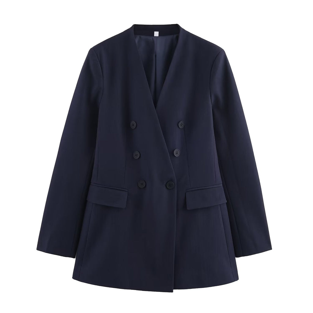 Women's new fashion long sleeved double breasted V-neck suit jacket+Pants suit